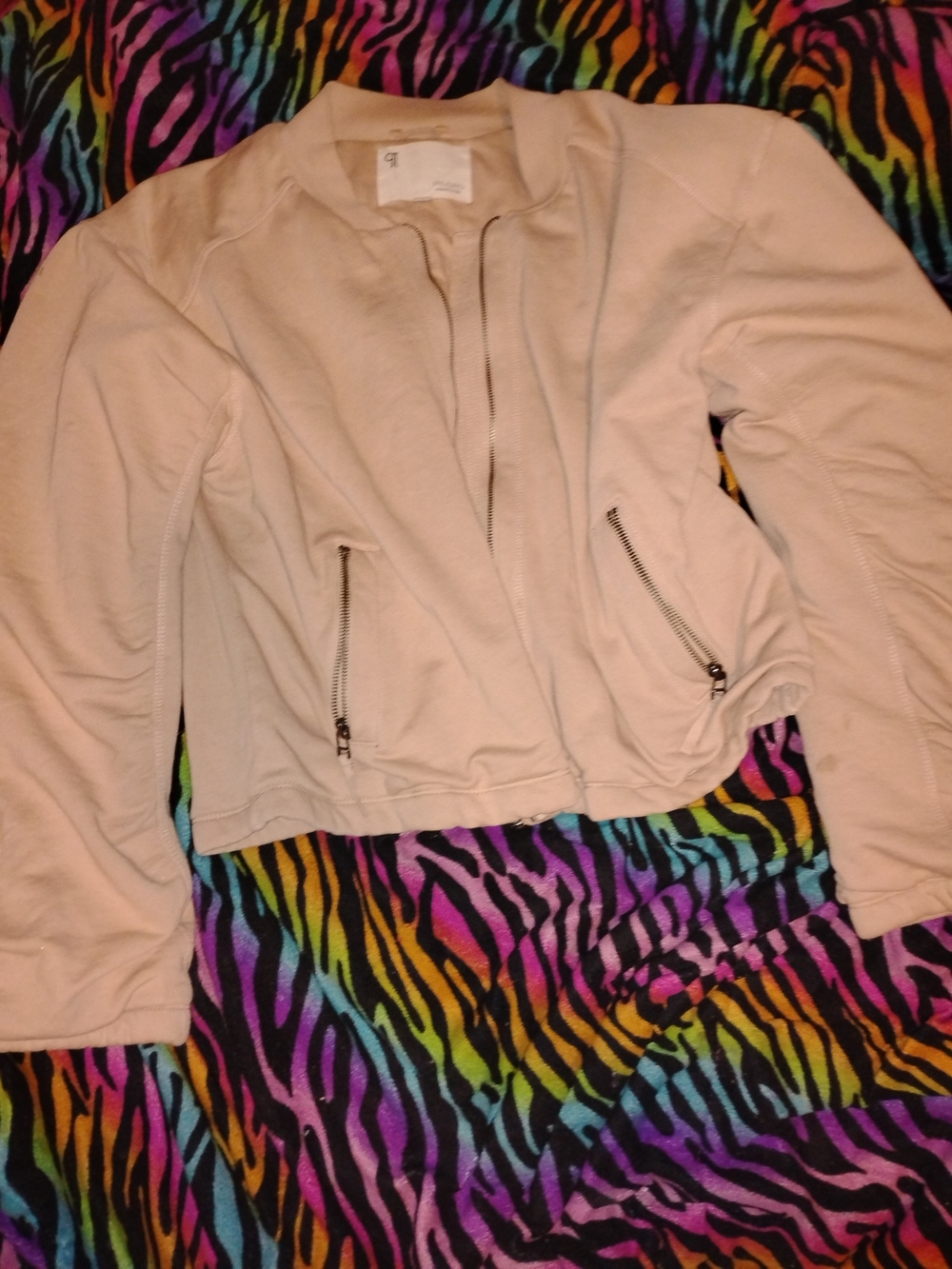Anthropologie -Pilcro Soft Cream Bomber Jacket with Zip Pockets And Wide Sleeves